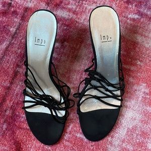 Black kitten heel with elastic straps size 8.5